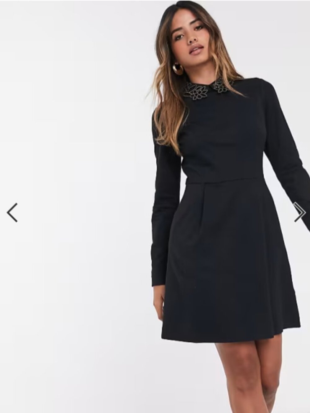 Ted Baker Black Embellished Collar Fit & Flare Dress Size 4